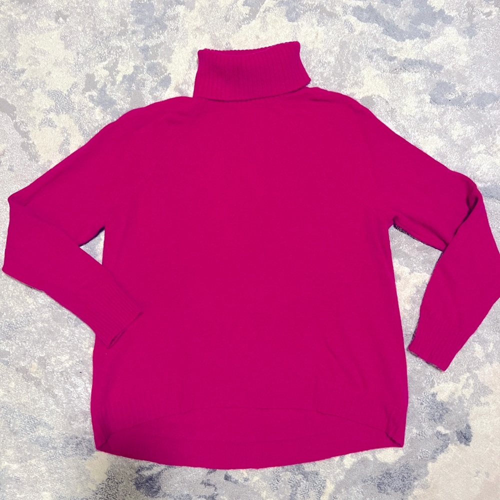 J Crew hot pink turtleneck sweater